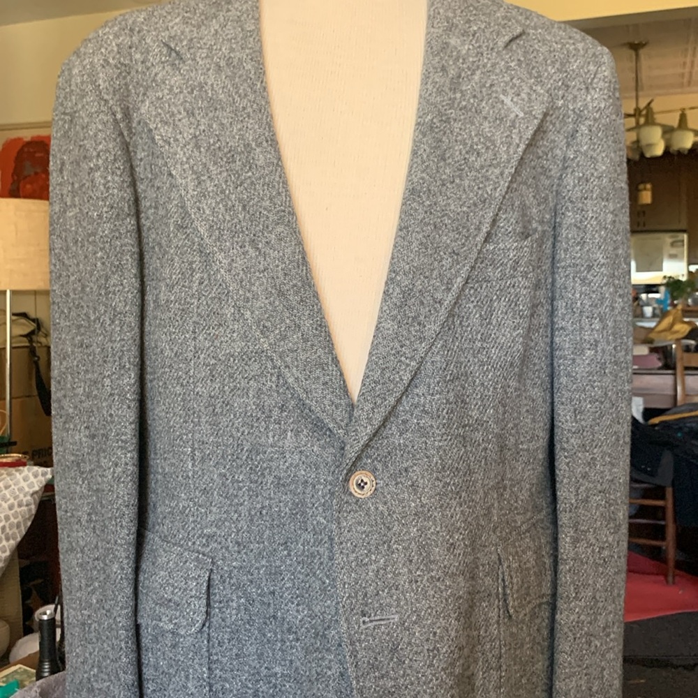 HARRIS TWEED GRAY WOOL HUNTING EQUESTRIAN SPORTCOAT BLAZER FROM DENMARK